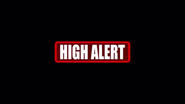 High Alert Stamp Animation on Transparent Background with Alpha Channel for Video Editing and Motion Graphics.