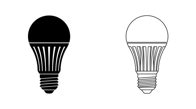 Led Bulb Silhouette On White Background Two Versions Shown
