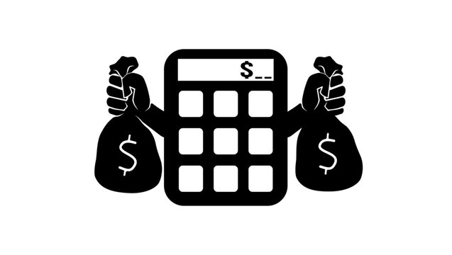 cost calculator, black isolated vector silhouette