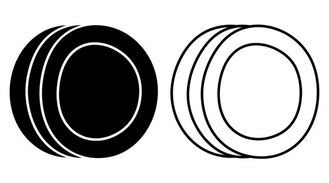 Stacked circular disks silhouette on a white background
