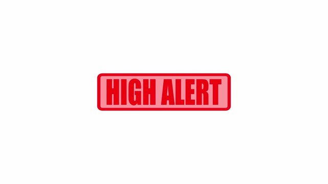 High Alert Stamp Animation on Transparent Background with Alpha Channel for Video Editing and Motion Graphics.