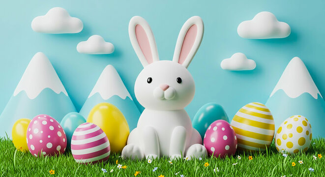 easter bunny and easter eggs