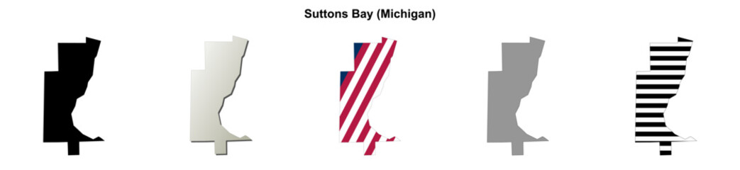 Obraz premium Suttons Bay (Michigan) blank outline map set