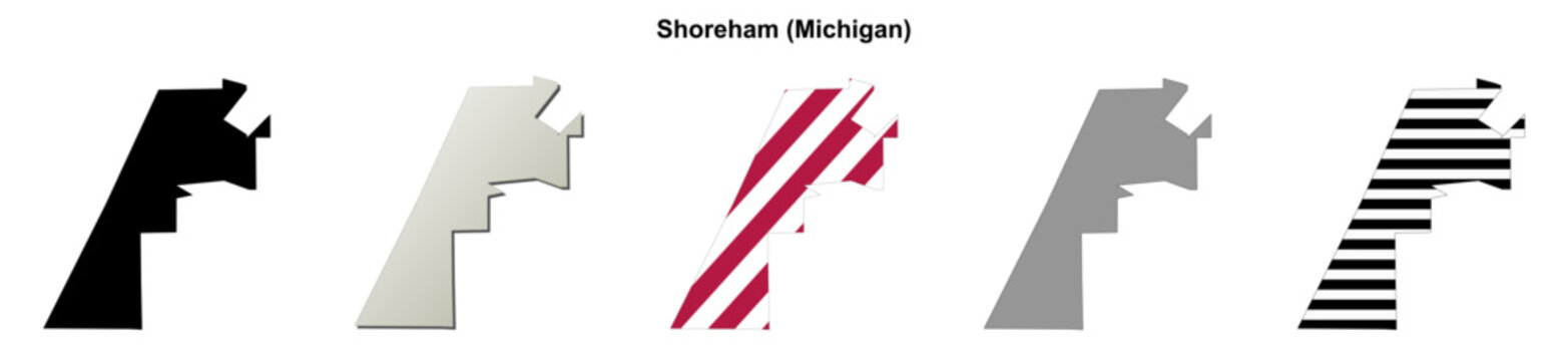 Shoreham (Michigan) blank outline map set