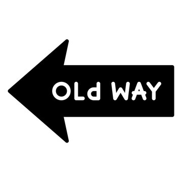 Old way bold arrow glyph icon.