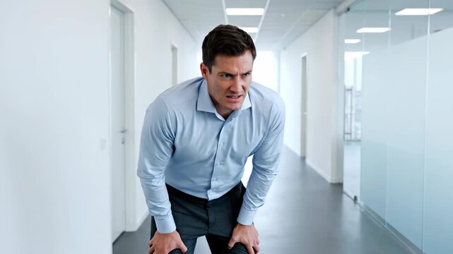 Men in the office feel unwell with knee support, men in the office feel unwell with knee support