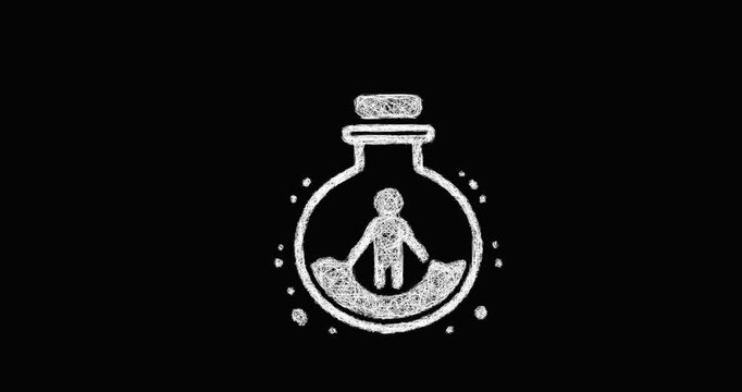 Sketch levitation potion icon animation - smooth progressive reveal