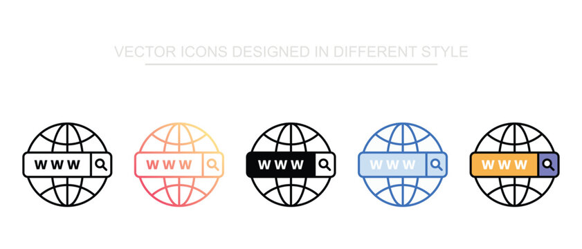 Domain Icon Set Isolated With White Background