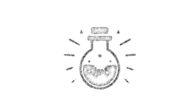 Sketch glowing potion icon animation - smooth progressive reveal