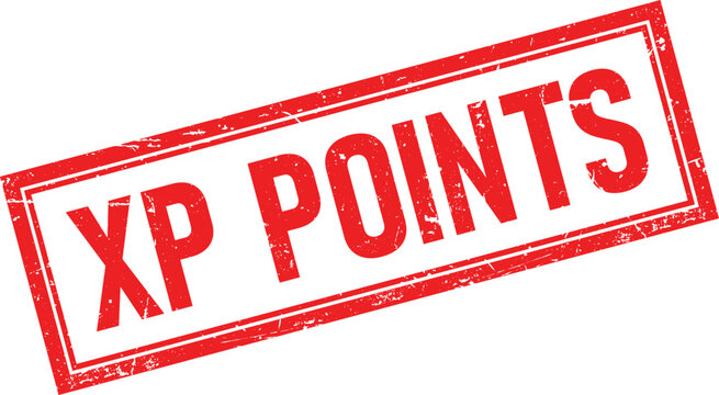 Red distressed rubber stamp impression with the words XP POINTS in bold capital letters on a white background