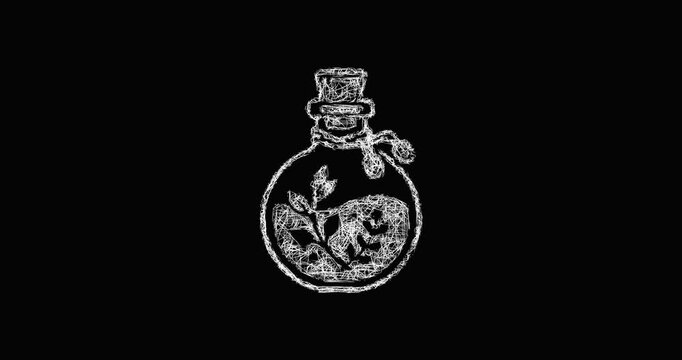Sketch herbal alchemy bottle icon animation - smooth progressive reveal