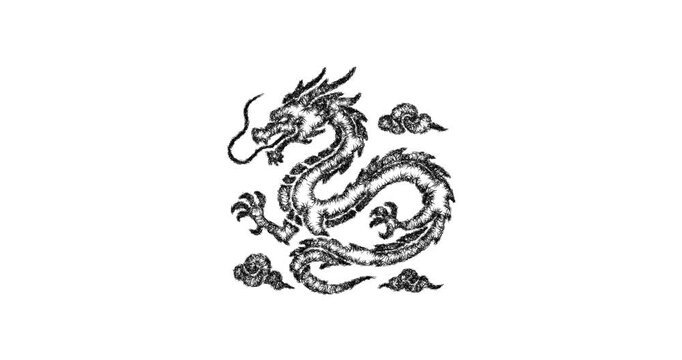 Sketch eastern dragon icon animation - smooth progressive reveal