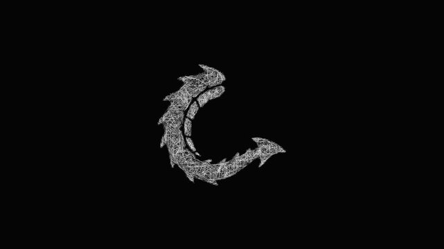 Sketch dragon tail icon animation - smooth progressive reveal
