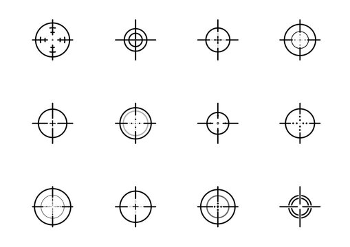 sniper target shooting accuracy practice icon set