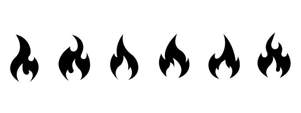 fire flame heat burning abstract icon set