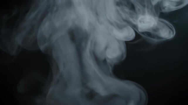 White smoke material with black background, smoke-filled dynamic effect