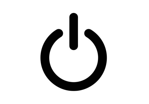 Black power on off button icon on white background.