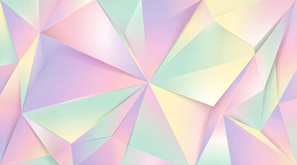 Fototapeta premium Abstract Geometric Background with Pastel Aurora Colors Layered Polygon Shapes and Pearlescent Texture