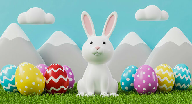 easter bunny and easter eggs