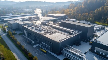 Fototapeta premium Modern Industrial Factory with Sustainable Operations
