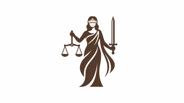 Lady Justice Vector Illustration Flat Design Symbol For Commercial Use