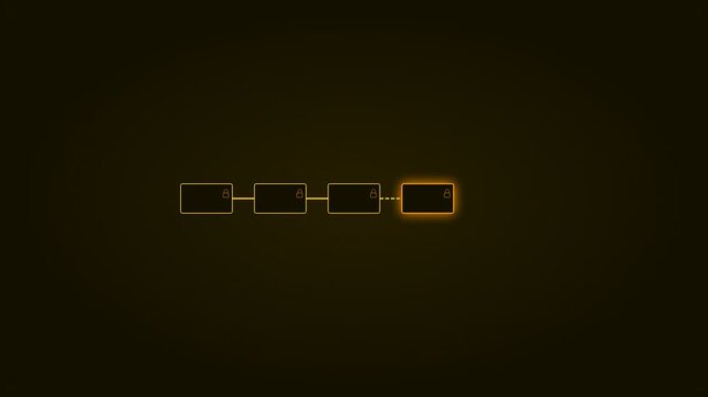 Minimalist Digital Data Chain Interface Graphic With Glowing Amber Nodes For Advanced Tech HUD System Visualization