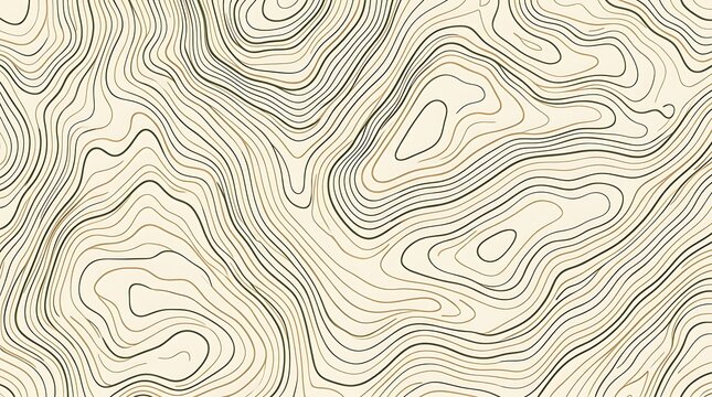 Topographic map background with contour lines on beige paper