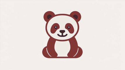 Fototapeta premium Cute cartoon panda sitting, simple design, for kids