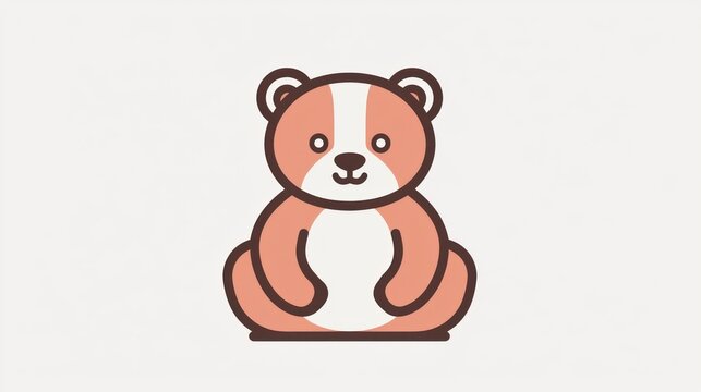 Cute cartoon bear sitting, children's illustration, simple design