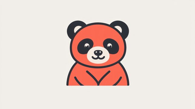Cute cartoon panda, simple design, friendly animal, digital illustration