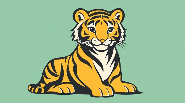 Cute cartoon tiger cub, illustration, child's book, background, potential use