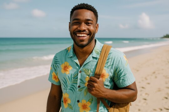 Joyful beach vacation smile