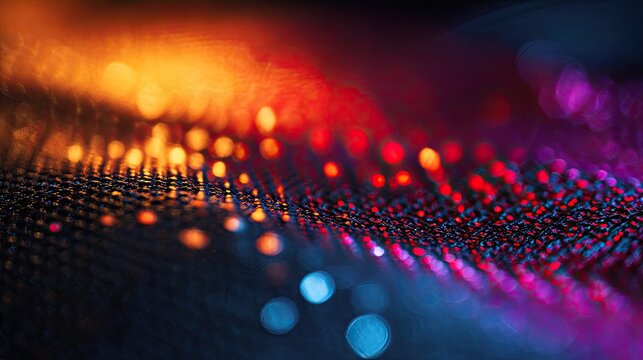 Abstract pattern of shimmering, blurry lights and textured surface