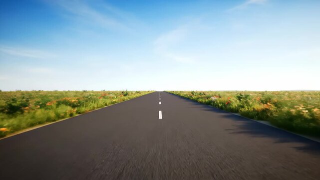Natural scenery along the highway, extended shots of rural roads