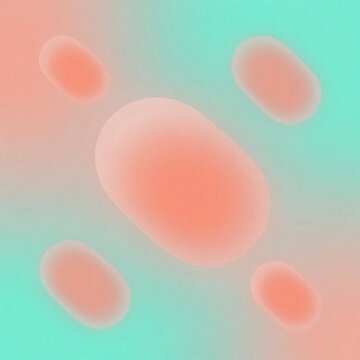 Floating capsule shape gradient background with translucent coral aqua layered depth