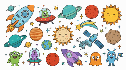 Cute Cartoon Space Elements Vector Illustration For Commercial Use © Earengga