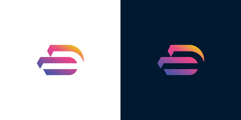 Modern Letter S or B Logo Design Template with Colorful Gradient on White and Dark Backgrounds © Eunois