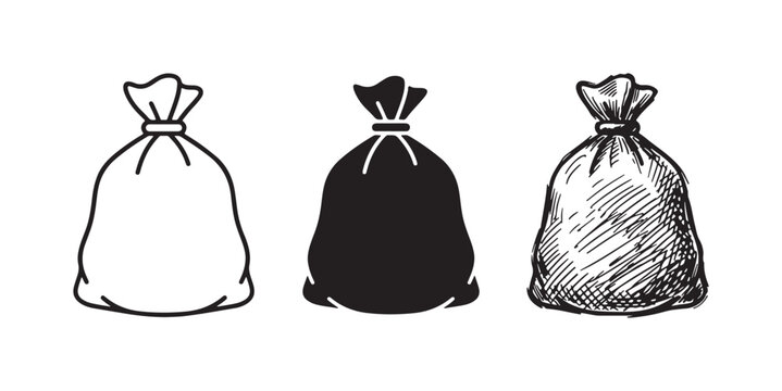 Tied Bag or Sack Icon Set