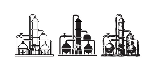 Obraz premium Chemical Industrial Plant Icon Set