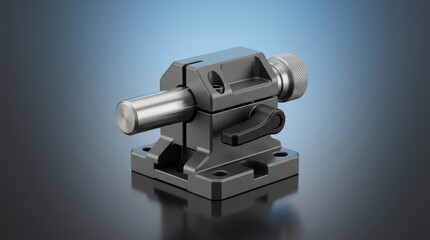 Fototapeta premium Industrial position lock system 3D render, precision positioning retention assembly, mechanical locking mechanism, motion retention device