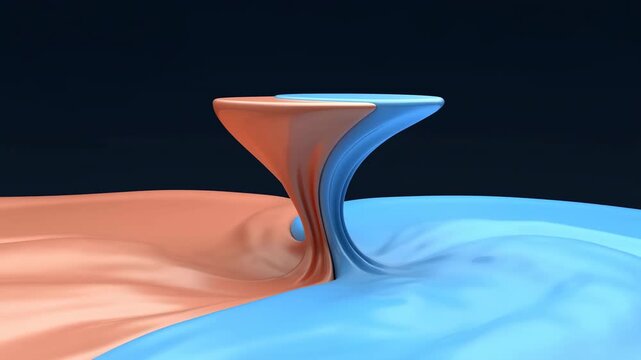 Abstract Orange and Blue Liquid Forms Merging