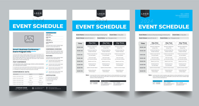Event Schedule design template layout with 2 concept design