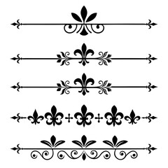 Set of luxury vintage dividers with fleur de lis. © yeasin