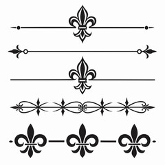 Elegant fleur de lis line dividers for stationery. © yeasin