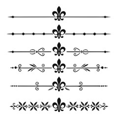 Fleur de lis dividers, vintage page decoration elements. © yeasin
