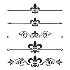 Fleur de lis dividers, ornate elegant page decoration. © yeasin