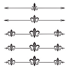 Fleur de lis dividers, historical decorative elements set. © yeasin