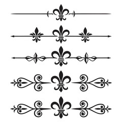Decorative fleur de lis frame border line elements. © yeasin