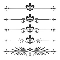 Vintage fleur de lis decorative line divider sets. © yeasin
