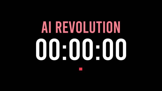 Ai Revolution is about to happen soon. Upcoming ai revolution, approaching in the near future. Ai Revolution almost here, in a short time - a countdown timer counting seconds the this event.